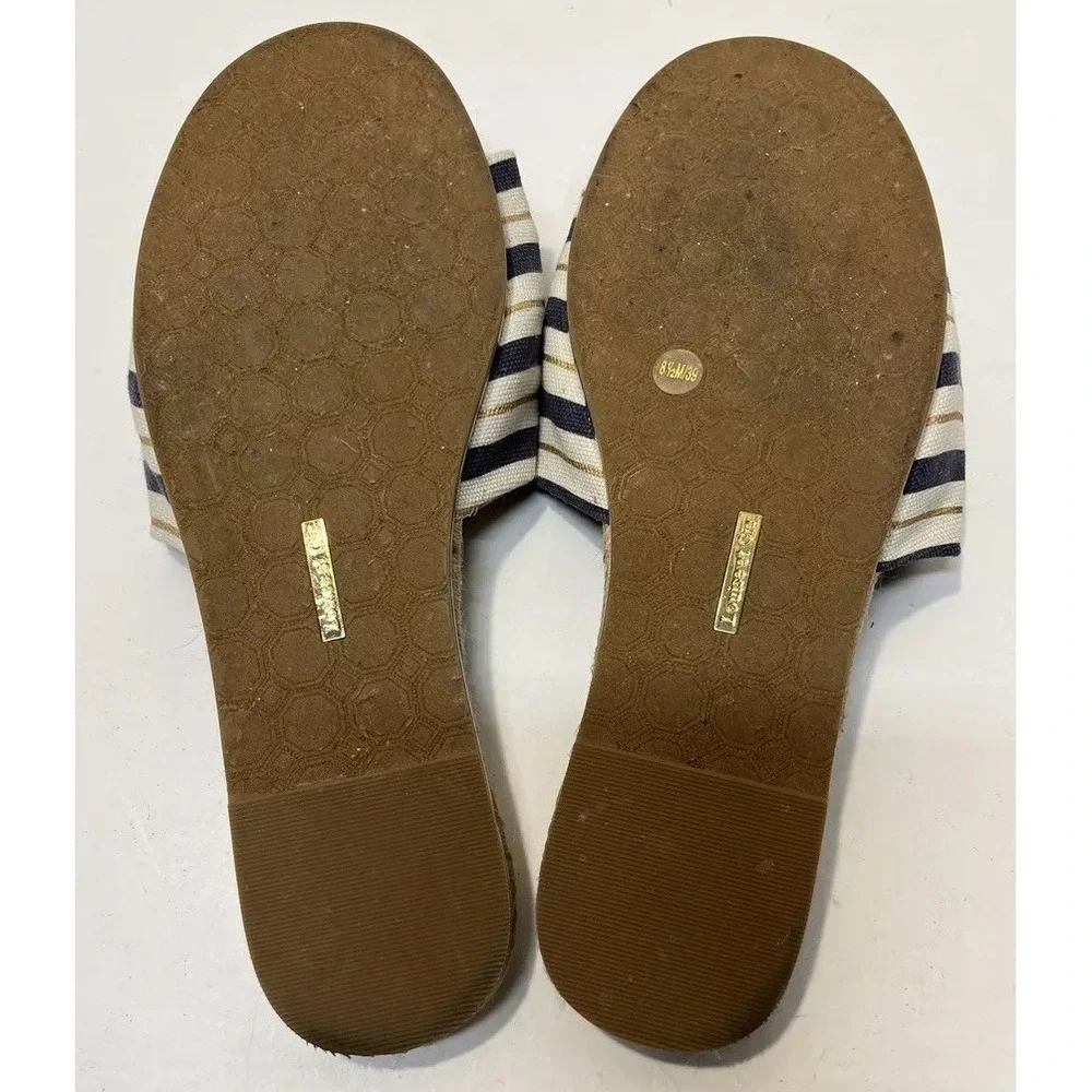 LOUISE ET CIE Womens 8.5M Camille Espandrille Chic Bow Slide Sandal Striped Casu